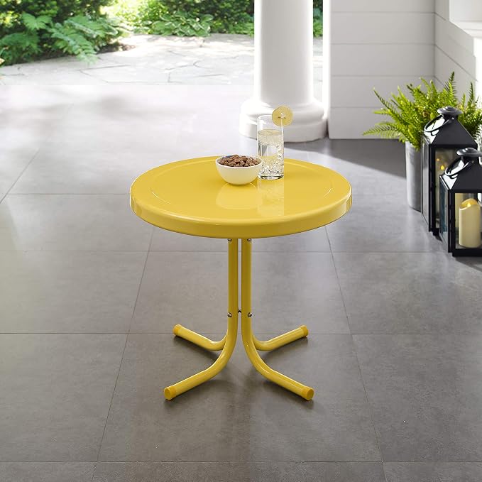 Crosley Furniture Griffith Weather Resistant Retro Metal Outdoor Side Table - Image 2