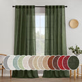 MIULEE Olive Green Linen Curtains 102 Inch Length 2 Panels by MIULEE