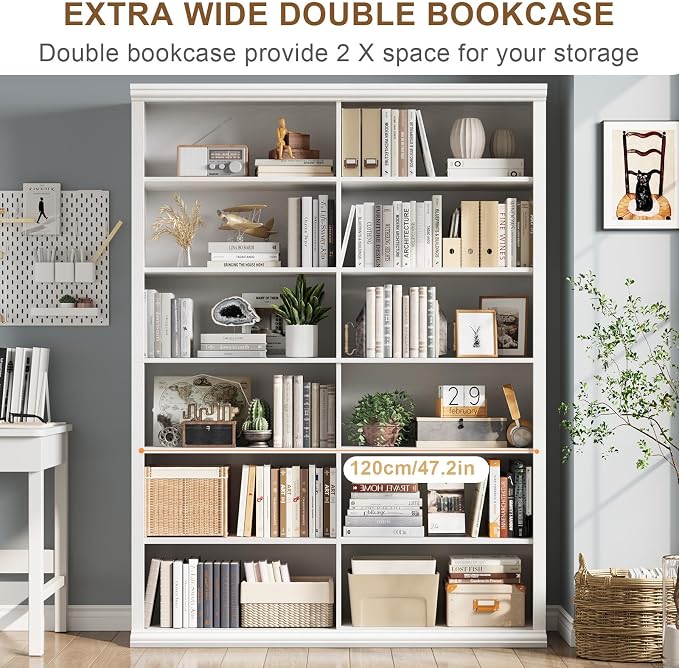 Rresyet 71.8" L *47.2“W Wooden Bookcase and Bookshelf – Extra Large Bookshelf - Image 6