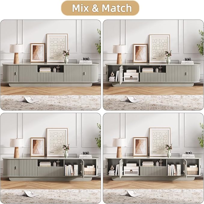 86.61'' Tambour TV Stand for 55-85 Inch, Entertainment Center - Image 6
