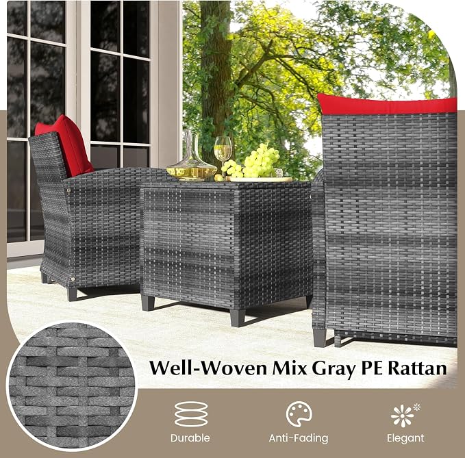Tangkula 5 Pieces Patio Conversation Set, PE Wicker Rattan Outdoor Furniture Set - Image 9