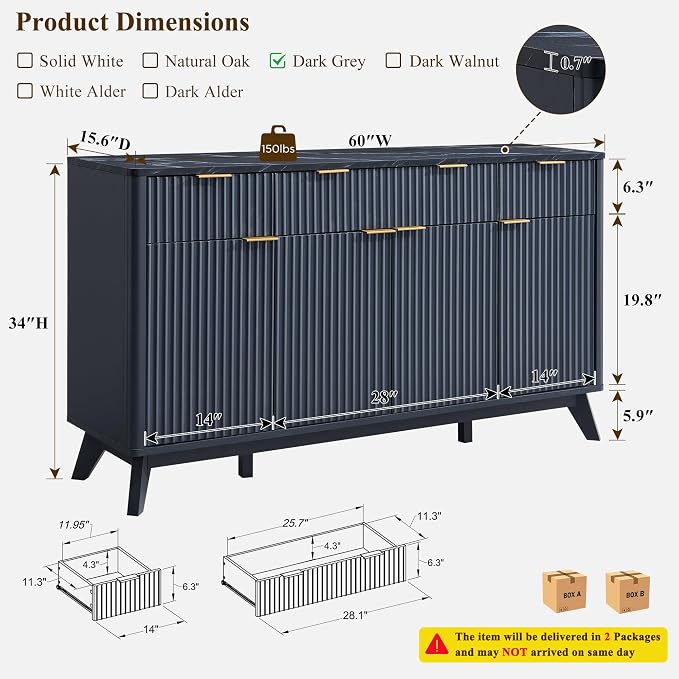 T4TREAM Large Buffet Sideboard Cabinet - Image 2