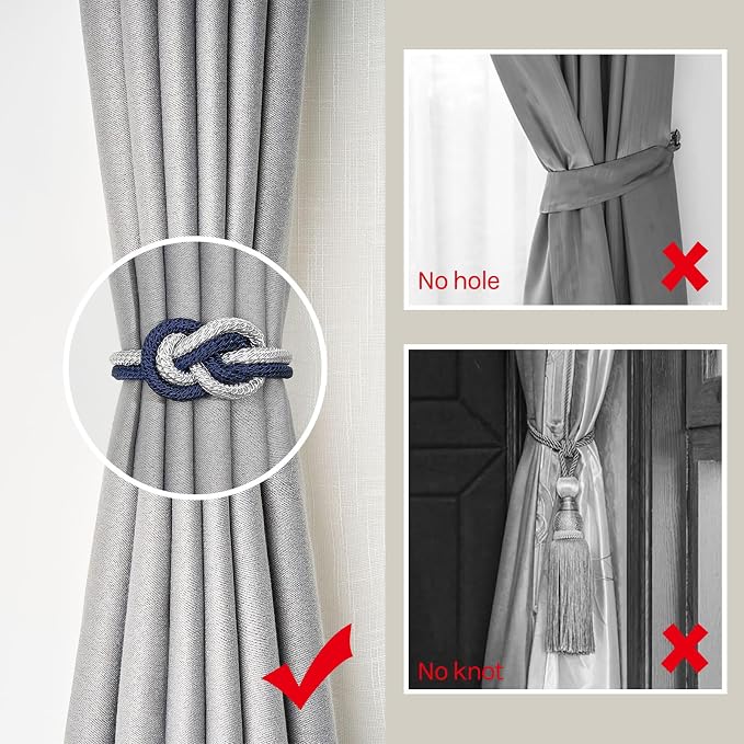 NICEEC 4 Pack Mini Magnetic Curtain Tiebacks Nordic Simple Style Drape Tie - Image 2