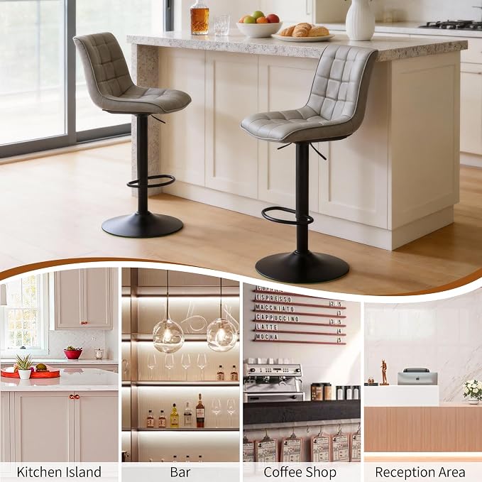 FIRAVOE Swivel Bar Stools Set of 2, Modern Adjustable Bar Stools - Image 7