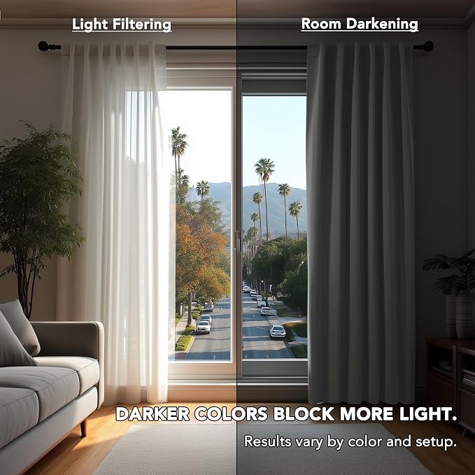 Deconovo Blackout Curtains, Thermal Insulated, W70 x L63 2 Panels, Back Tab - Image 3