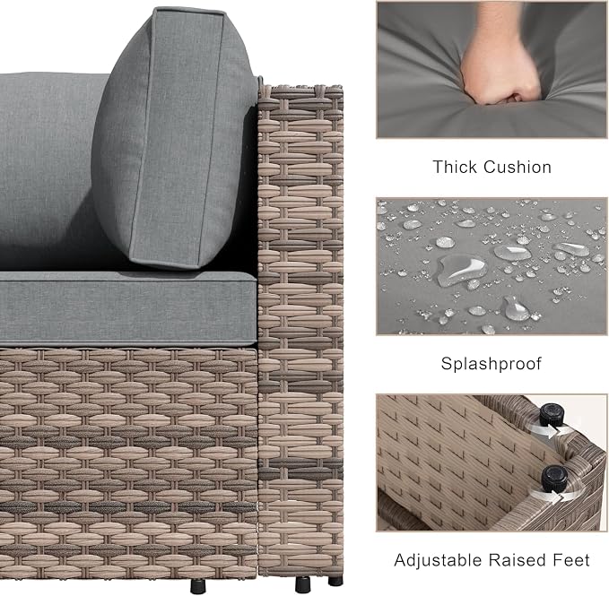 JAMFLY 5-Piece Patio Furniture Set, All-Weather Wicker Outdoor Sectional Sofa - Image 5