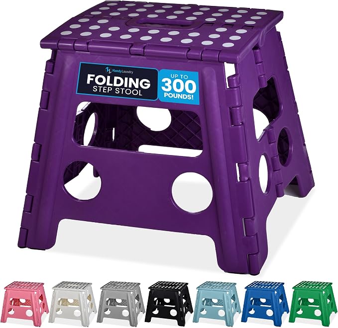 Handy Laundry Folding Step Stool 13 Inch – Sturdy Plastic Foldable Step Stool by Handy+Laundry