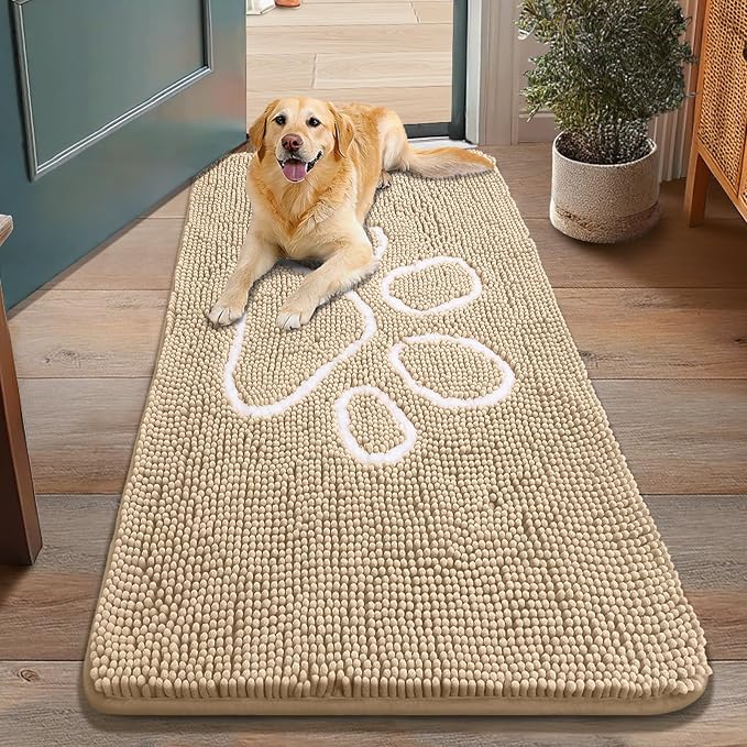 Smiry Dog Door Mat for Muddy Paws, Absorbent Dirt Trapper Non Slip Quick Dry by Smiry