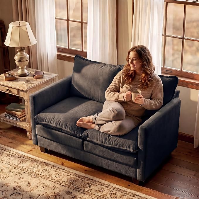 Loveseat Sofa with Cloud 3-Layer Cushion & 27" Deep Seat, Modern Small Couch No - Image 3