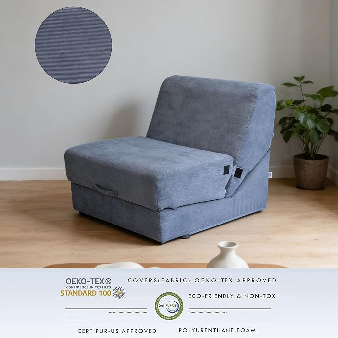 jela Luxury Corduroy Indoor Chaise Lounge, Foldable Sofa Bed Chair - Image 6