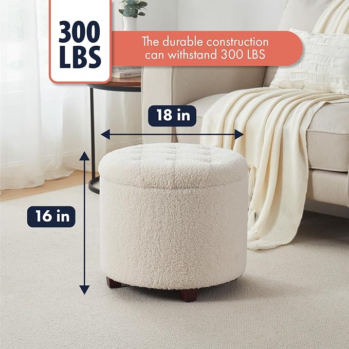 Ornavo Home Round Storage Ottoman - Image 2