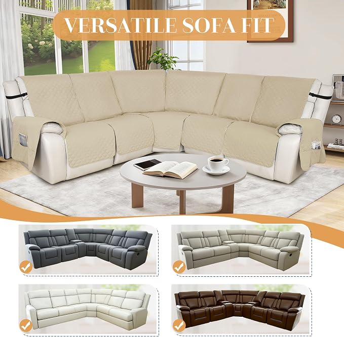 HDCAXKJ 100% Waterproof Reclining Sectional Couch Covers L Shape Recliner Sofa - Image 5