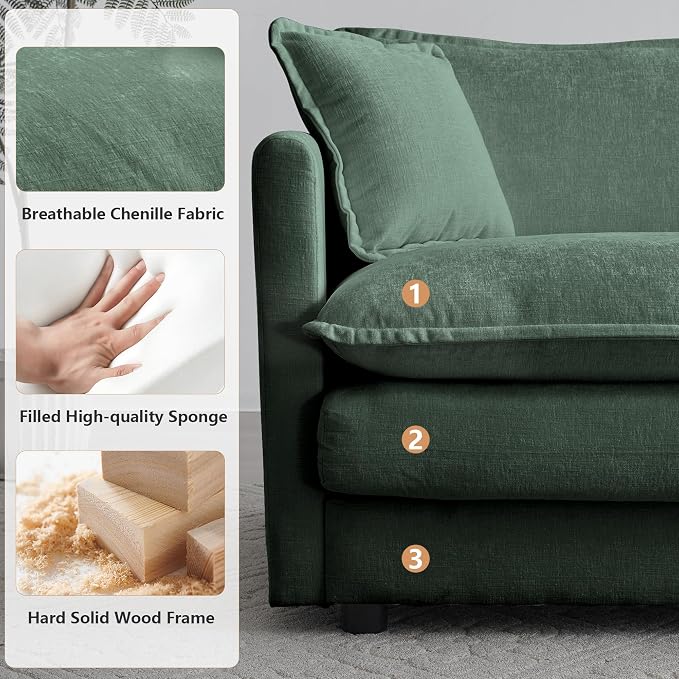 mikibama Luxury 3 Piece Sofa Set, 2 Pieces of Single Sofa and 1 Piece of 3 - Image 4