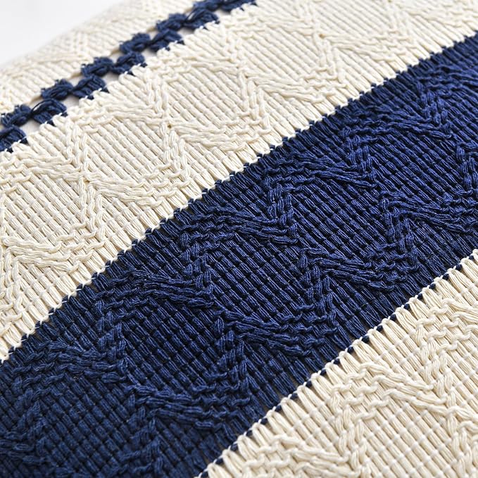 Fancy Homi Set of 1 Navy Blue Decorative Throw Pillow Covers 16x16 Inch - Image 4