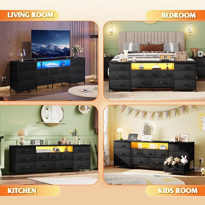 WLIVE 75.5" TV Stand for 65, 85 Inch TV, Dresser for Bedroom - Image 4