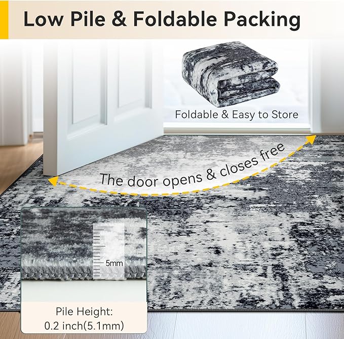 Washable Area Rugs 6'x9' Non-Slip Modern Abstract Soft - Image 5