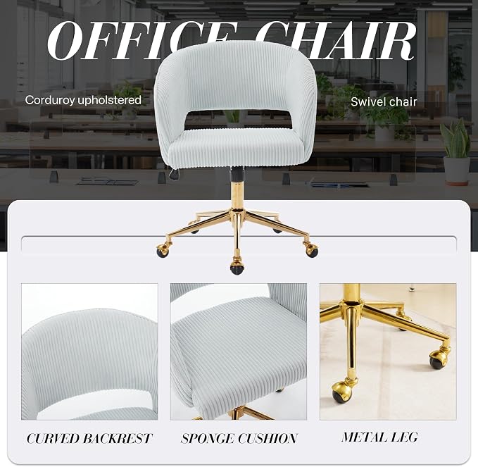 KCC Home Office Chair Swivel Desk Chair Accent Armchair Upholstered Modern - Image 8