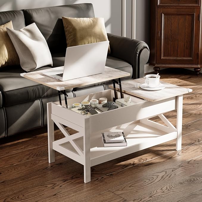 Lift Top Coffee Table with Storage, Small Coffee Table with Hidden Compartment - Image 2