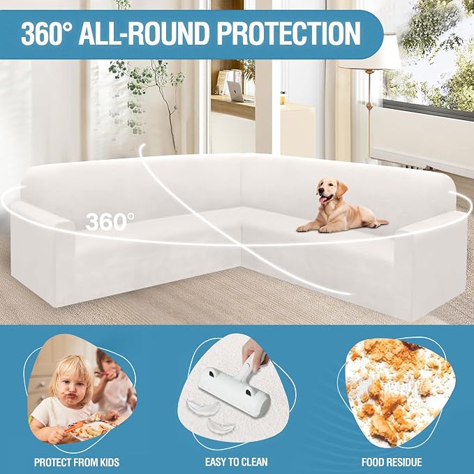 HDCAXKJ Corner Sectional Couch Covers Velvet Stretch L Shape Sofa Cover Soft - Image 4