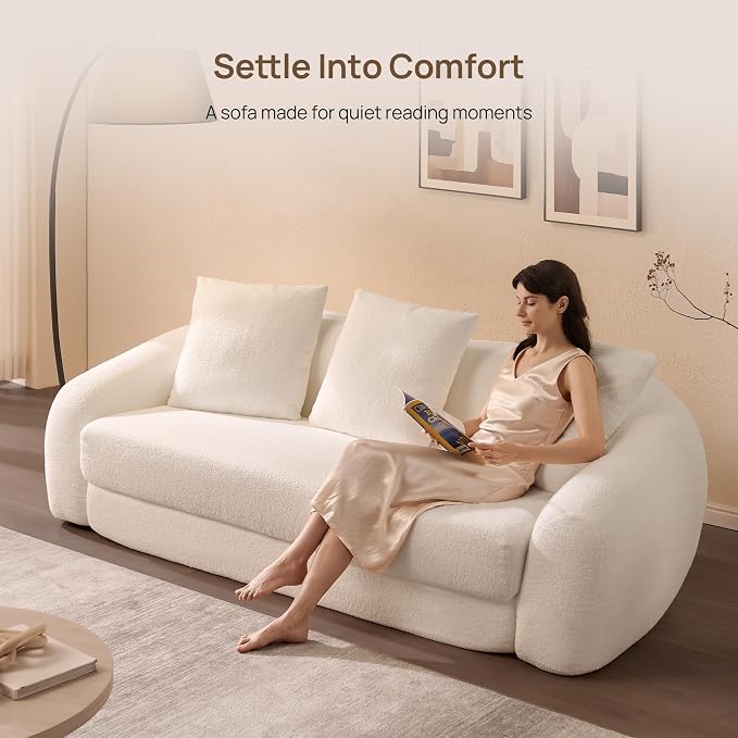 SICOTAS 90.6" Curved Convertible Sofa Couch Bed - Image 3
