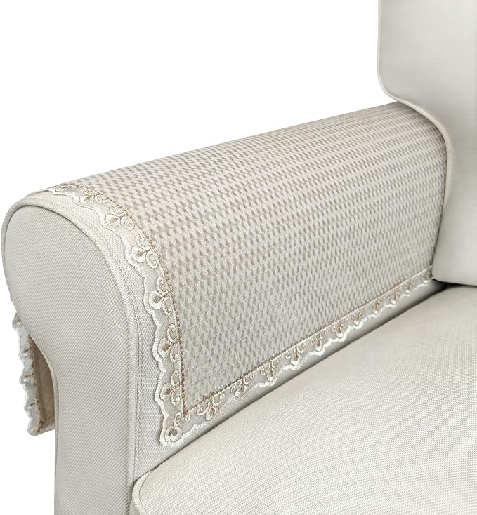 Couch Arm Cover, Sofa Arm Covers, Non-Slip Lace Armrest Covers, by Becoolifer