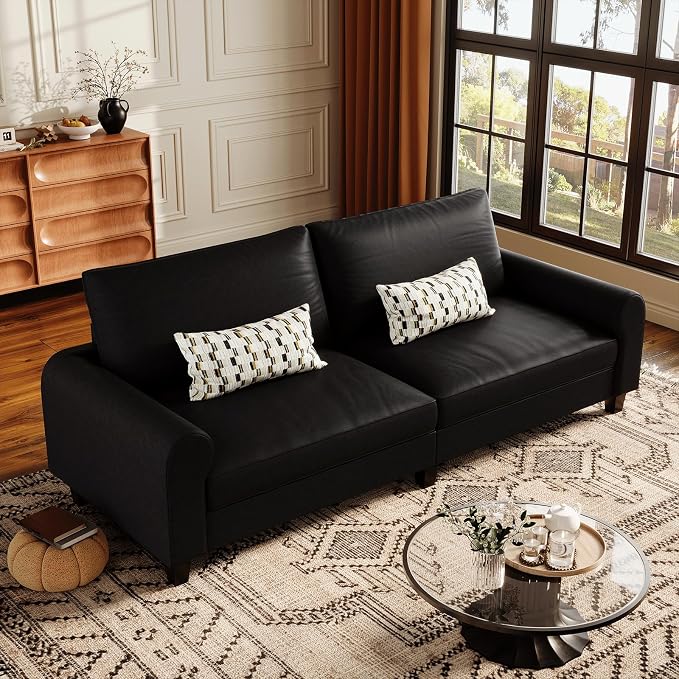 EASE MOOSE 88.5" Large Seat Faux Leather Loveseat Sofa, Waterproof and by EASEMOOSE