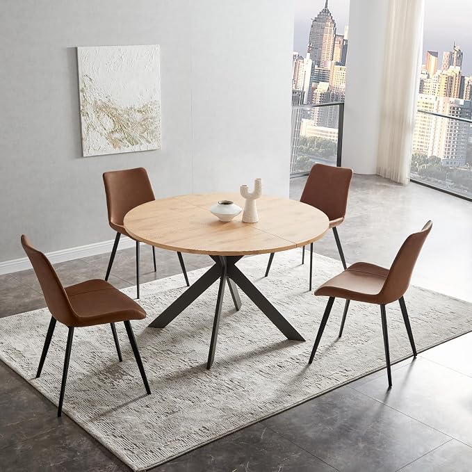 Zerifevni 46.4" Round Dining Table Set, Mid Century Modern Round Dining Table - Image 2