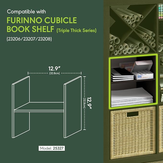 Furinno Cubicle Cube Insert, H-Shelf Cube Organizer, 2-Tier Shelf Accessory - Image 3