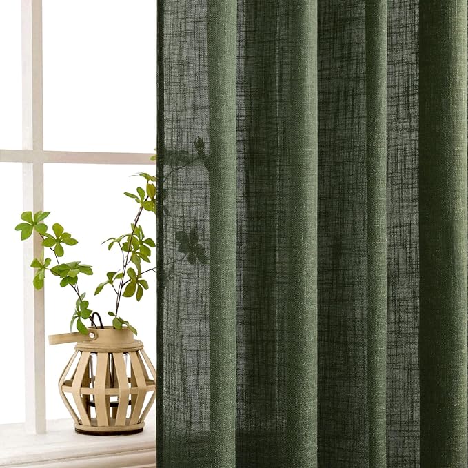 MIULEE Olive Green Linen Curtains 84 Inch Length - Image 5