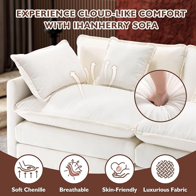 Ihanherry 146" U-Shaped Modern Sofa Modular Sectional Cloud Couch - Image 4