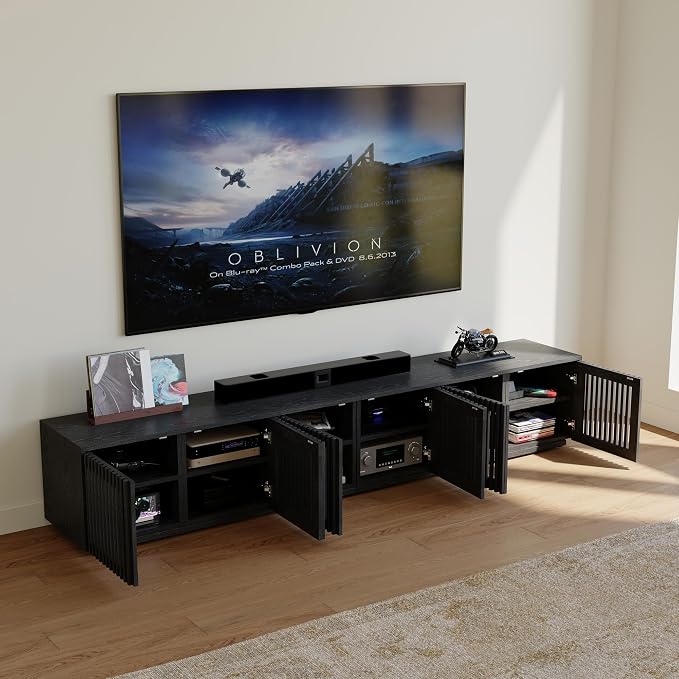 POVISON Full Assembled Mid Century Modern TV Stand, Entertainment Center - Image 4