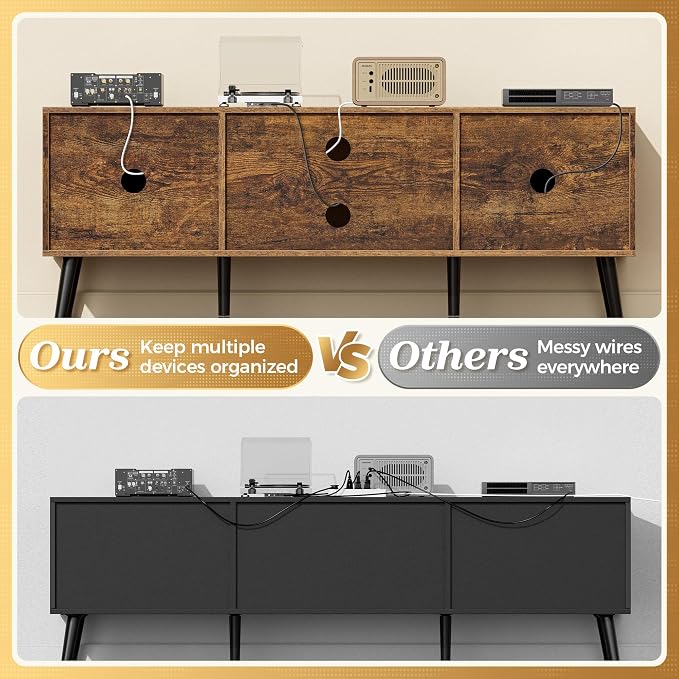 SUPERJARE TV Stand for 55 Inch TV, Entertainment Center - Image 5