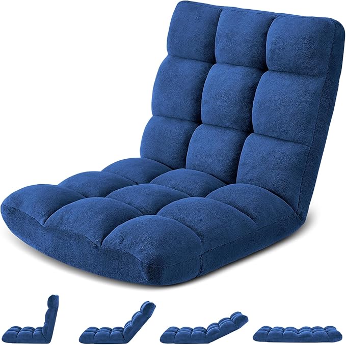Folding Floor Gaming Chair 14-Poistion Cushioned Adjustable Floor Lazy Sofa by Avocahom