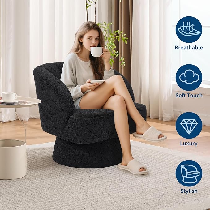 Garvee Ultra-Plush Swivel Accent Chair, 360° Barrel Lounge Chair - Image 4