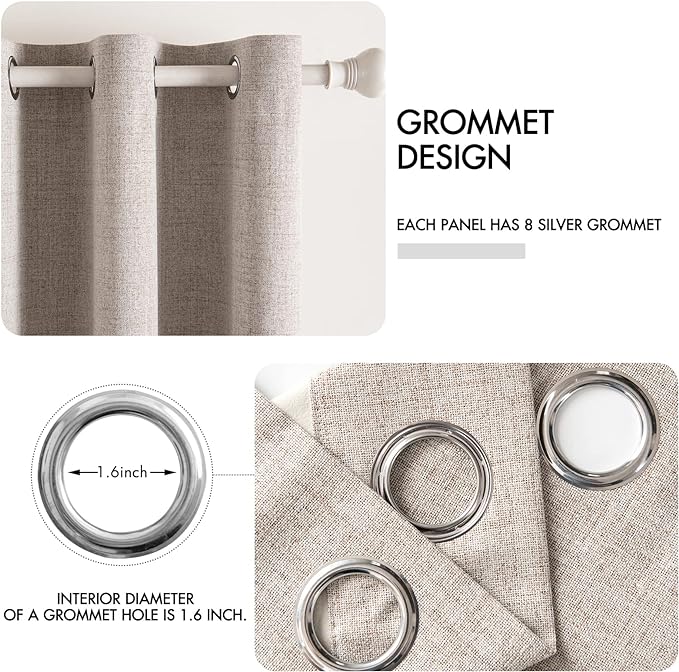 MIULEE Linen Blackout Curtains and Drapes 100% Room Darkening Thermal Insulated - Image 4