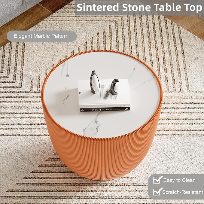 SSLine Bowl-Shape Coffee Table Set of 2 Modern Sintered Stone Top Nesting - Image 6