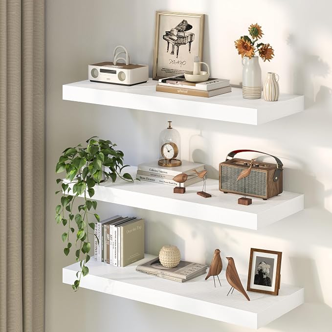 40Inch White Floating Shelves for Wall, 12 Inch Deep Shelves for Bedroom - Image 8