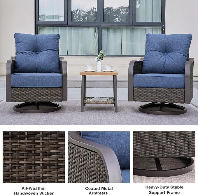 Outdoor Swivel Rocker Chairs, Wicker Swivel Rocking Chairs - Image 5