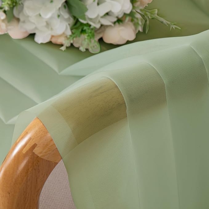 Aiyufeng Light Green Sheer Curtains 84 Inches Long 2 Panels Set - Image 4