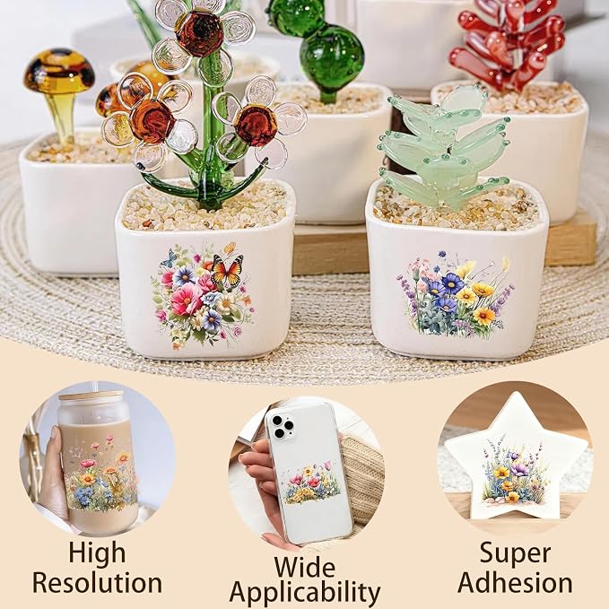 4 Sheets Rub on Transfers for Crafts, Flowers and Butterflies Furniture - Image 4