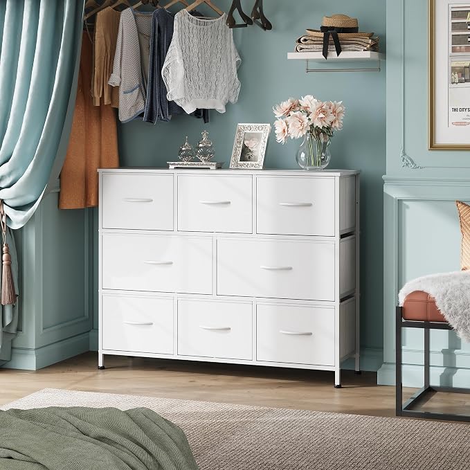 WLIVE 8 Drawer Dresser for Bedroom, Fabric White Dresser - Image 4