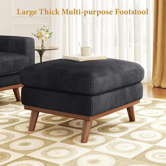 Vesgantti Large Ottoman for Modular Sofa, 29.5" Corduroy Ottoman - Image 8
