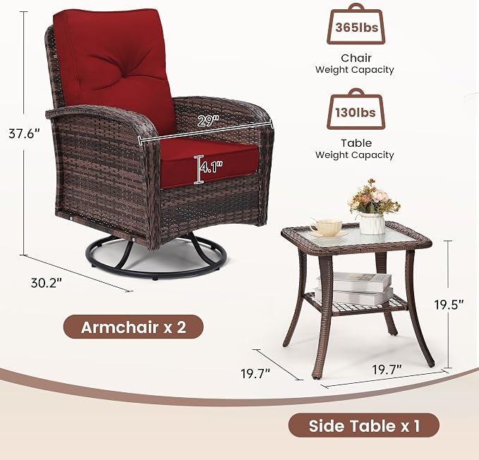 wildformers Luxury Outdoor Swivel Wicker Glider Patio Chairs - Image 7