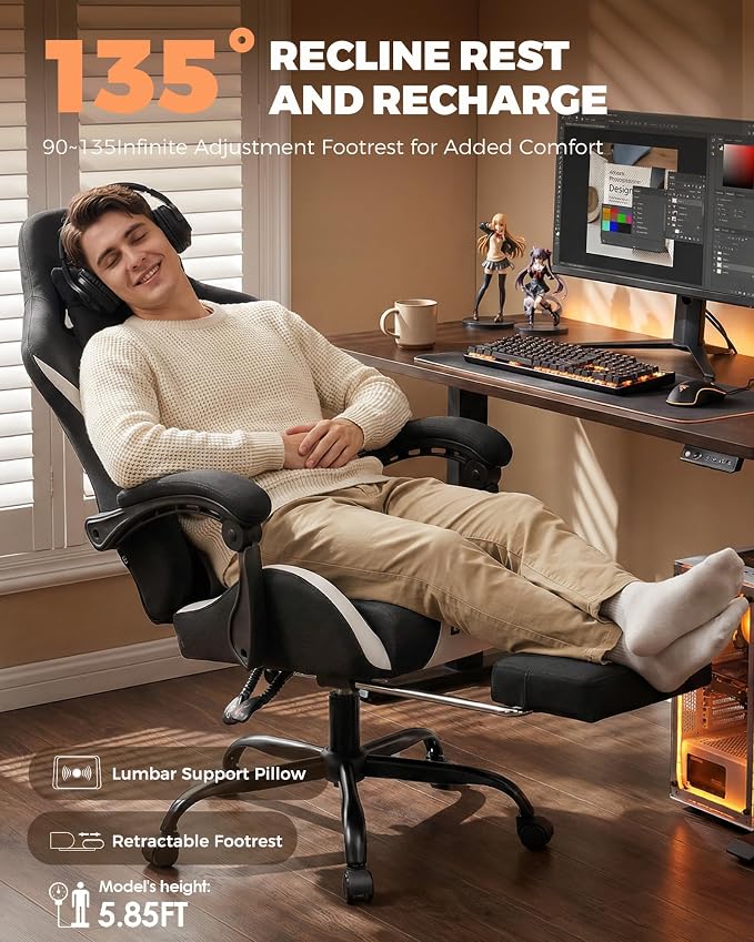 GTPLAYER Gaming Chair with Foot Rest & Pocket Spring Cushion, Ergonomic High - Image 5