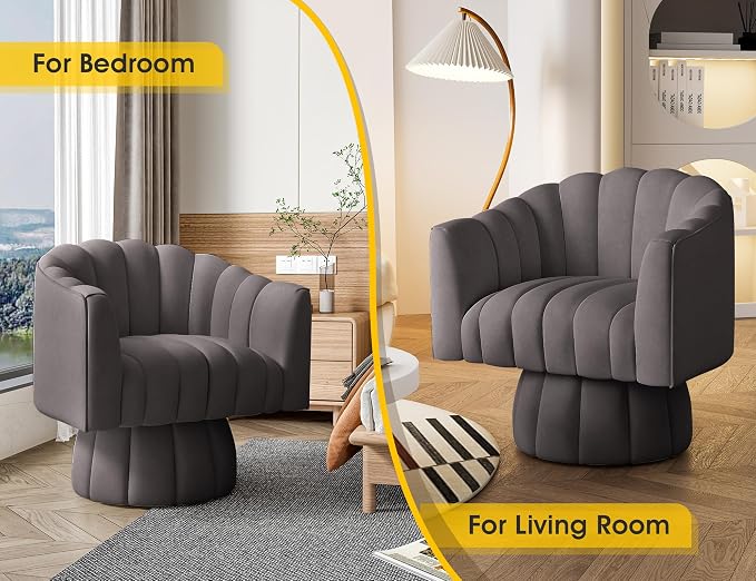 Dewhut Swivel Accent Chair, 360° Swivel Barrel Chair - Image 4