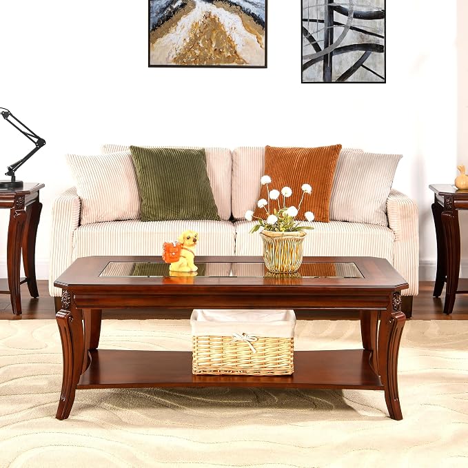 LEEMTORIG Vintage Glass Top Coffee Table - Image 3