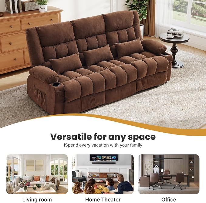 BOSMILLER Reclining Sofa with Cup Holders - Image 7