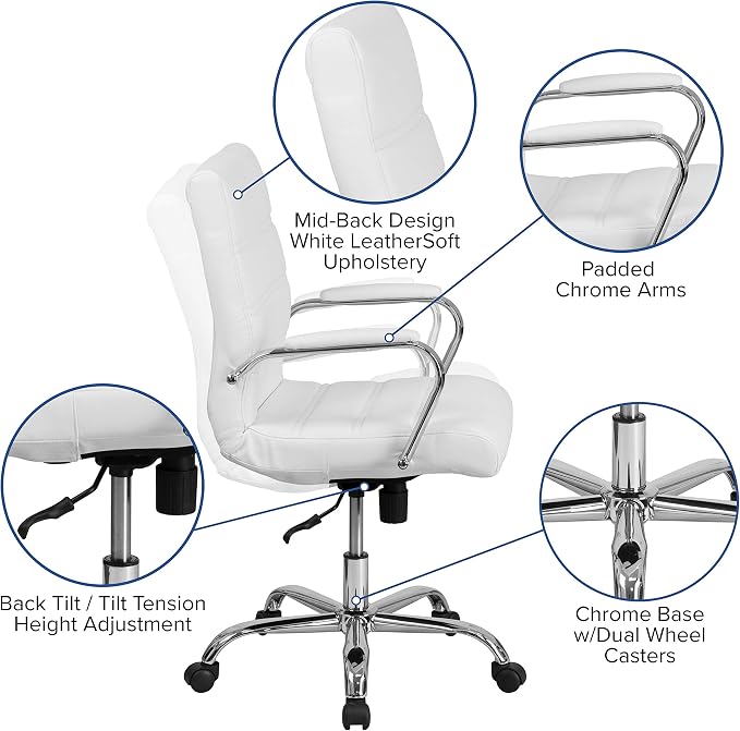 Flash Furniture Whitney Mid-Back Swivel LeatherSoft Desk Chair - Image 4