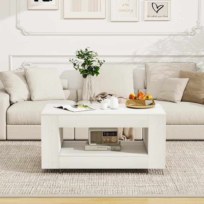 39" Wood Coffee Table for Living Room, Sides Storage - Image 7