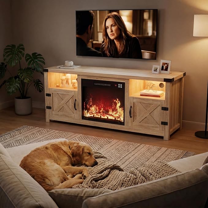 YESHOMY LED Fireplace TV Stand - Image 9